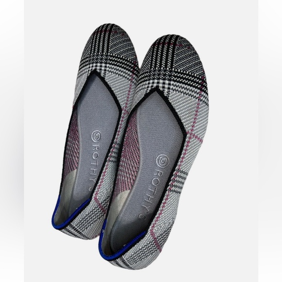 Rothy’s NWOT The Flat Retired Round Toe Flats in Grey Glen Plaid Size 7 - Picture 2 of 9